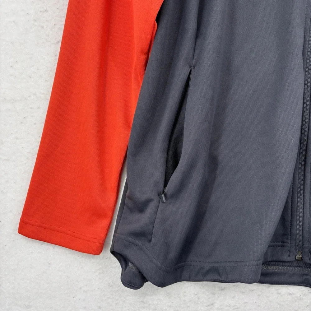 Adidas Hoodie Jacket Mens 2XL Grey Orange Colorblock Full Zip Raglan Pockets